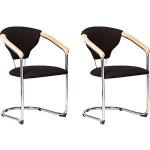 Schwarze Konferenzstühle & Besucherstühle aus Stoff stapelbar Breite 50-100cm, Höhe 50-100cm, Tiefe 50-100cm 2-teilig 