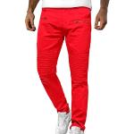 Rote Ripped Jeans & Zerrissene Jeans mit Reißverschluss aus Denim für Herren Übergrößen 