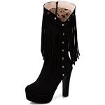 Schwarze Runde High Heel Stiefeletten & High Heel Boots mit Reißverschluss aus Nubukleder für Damen Größe 39 