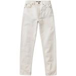Reduzierte Weiße Bestickte Nudie Jeans Nachhaltige Jeans mit Stickerei mit Reißverschluss aus Denim für Damen 