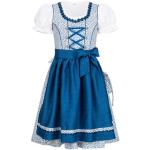Dunkelblaue Bestickte Nübler Kinderfestkleider mit Herz-Motiv mit Rüschen aus Baumwolle maschinenwaschbar für Mädchen Größe 158 3-teilig 
