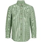 Grüne Langärmelige Nübler Kindertrachtenhemden mit Knopf aus Leder maschinenwaschbar für Jungen Größe 128 für den für den Sommer 