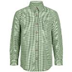 Grüne Karo Langärmelige Nübler Kindertrachtenhemden mit Knopf aus Leder maschinenwaschbar für Jungen Größe 170 für den für den Sommer 