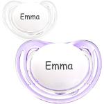 Violette BPA-freie Schnuller mit Namen aus Silikon Größe: 1 2-teilig für 0 bis 6 Monate 