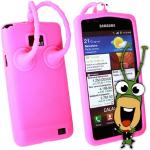 numerva Schutzhülle kompatibel mit Samsung Galaxy S2 Hülle Silikon Handyhülle für Galaxy S2 Case [Pink (Grashüpfer)]