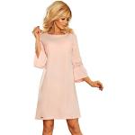 Numoco Kleid Minikleid 3/4-Arm Spitze locker figurumspielend leicht ausgestellt S-XL, Farbe:rosa, Größe:40