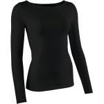 Schwarze Elegante Langärmelige Nur die Nachhaltige U-Boot-Ausschnitt Basic-Shirts enganliegend für Damen Größe M 