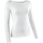 Weiße Elegante Langärmelige Nur die Nachhaltige U-Boot-Ausschnitt Basic-Shirts enganliegend für Damen Größe S 