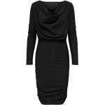 Schwarze Casual ONLY Wasserfall-Ausschnitt Festliche Kleider enganliegend für Damen 
