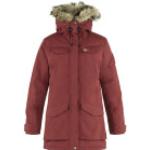 Rote Wasserdichte Atmungsaktive Fjällräven Nuuk Mini Nachhaltige Jacken mit Fellkapuze mit Reißverschluss gepolstert für Damen Größe L für den für den Winter 