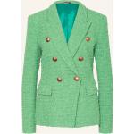 Grüne NVSCO Tweedblazer mit Schulterpolstern aus Baumwollmischung für Damen Größe M 