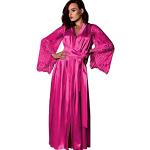 Pinke Elegante Langärmelige Maxi Bademäntel lang durchsichtig aus Spitze Handwäsche für Damen Größe XL für den für den Sommer 