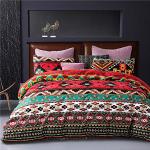 Rote Boho Bettwäsche Sets & Bettwäsche Garnituren mit Weihnachts-Motiv mit Reißverschluss aus Baumwolle 240x220 3-teilig 