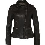 Schwarze Unifarbene Oakwood Biker-Lederjacken mit Reißverschluss aus Leder für Damen Größe M 