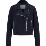 Reduzierte Marineblaue Unifarbene Oakwood Maxi Lange Lederjacken mit Reißverschluss aus Veloursleder für Damen Größe XL 