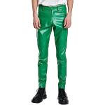 Grüne Unifarbene Wasserdichte Herrenlederhosen mit Reißverschluss aus Leder Größe L für den für den Herbst 