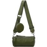 Olivgrüne Retro Messenger Bags & Kuriertaschen mit Handyfach für Damen 