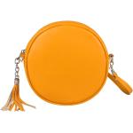 Orange Lederhandtaschen mit Reißverschluss aus Glattleder für Damen 