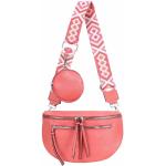 Korallenrote Elegante Bodybags aus Leder mit Handyfach für Damen maxi / XXL 