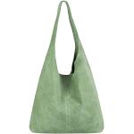 Pastellgrüne Lederhandtaschen mit Reißverschluss aus Glattleder für Damen klein 