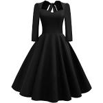 Reduzierte Schwarze Gepunktete Pin Up 3/4-ärmelige Audrey Hepburn Partykleider mit Puffärmeln mit Reißverschluss für Damen Größe XL 