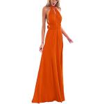 Reduzierte Orange Elegante Ärmellose Maxi Lange Abendkleider für Damen Größe XS für Brautjungfern 