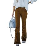Reduzierte Braune Unifarbene Vintage Atmungsaktive Palazzo-Hosen mit Reißverschluss aus Samt für Damen Größe S 