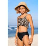 Schwarze Cupshe Bikini-Tops für Kinder mit Rüschen aus Nylon für Mädchen 