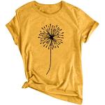 Gelbe Karo Oversize Rundhals-Ausschnitt T-Shirts mit Blumenmotiv mit Kapuze für Damen Größe S Große Größen für den für den Sommer 