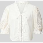 Offwhitefarbene Object V-Ausschnitt Festliche Blusen ohne Verschluss aus Baumwolle für Damen Größe S 