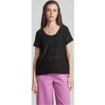 Schwarze Object V-Ausschnitt T-Shirts aus Polyester für Damen Größe S 