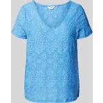 Blaue Object V-Ausschnitt T-Shirts aus Polyester für Damen Größe M 