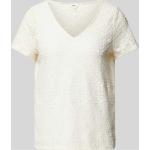 Weiße Object V-Ausschnitt T-Shirts aus Polyester für Damen Größe M 