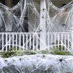 Reduzierte Spinnennetze mit Halloween-Motiv aus Kunststoff 10-teilig 