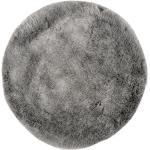 Silberne Runde Zottelteppiche 160 cm aus Kunstfell 