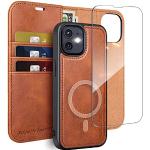 Reduzierte Braune iPhone 12 Hüllen 2020 Art: Flip Cases mit Bildern aus Leder für kabelloses Laden 