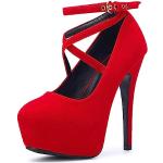 Rote Lack-Optik Business Sky Heels mit Riemchen aus Lackleder für Damen Größe 40 