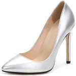 Reduzierte Silberne Sexy Spitze High Heels & Stiletto-Pumps aus Kunstleder für Damen Größe 35 mit Absatzhöhe über 9cm 