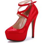 Rote High Heels & Stiletto-Pumps mit Schnalle aus PU für Damen Größe 43,5 