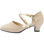 Goldene Runde Salsa Schuhe aus Nubukleder rutschfest für Damen Größe 39 