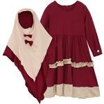 Rote Langärmelige Rundhals-Ausschnitt Kinderlangarmkleider für Mädchen 