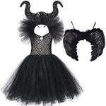 Schwarze Dornröschen Maleficent Cosplay-Kostüme aus Tüll für Kinder 