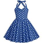 Blaue Gepunktete Vintage Ärmellose Audrey Hepburn Gemusterte Kinderkleider mit Kirschenmotiv mit Reißverschluss für Mädchen für den für den Sommer 