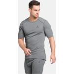 Graue Melierte Kurzärmelige Odlo Crew T-Shirts aus Polyester für Herren Größe 3 XL 