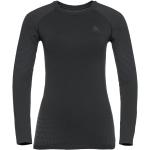 Schwarze Langärmelige Odlo Warm Rundhals-Ausschnitt Langarm-Unterhemden mit Reißverschluss aus Kunstfaser enganliegend für Damen Größe S 