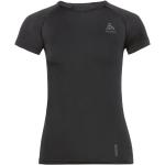 Schwarze Kurzärmelige Odlo Crew Kurzarm-Unterhemden für Damen Größe XS 