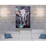 Ölgemälde Elefant HWC-H25, Leinwandbild Wandgemälde Gemälde, handgemaltes XL Wandbild ' 180x120cm