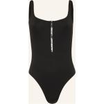 Reduzierte Schwarze Off-White U-Ausschnitt Badeanzüge mit hohem Beinausschnitt mit Reißverschluss aus Polyamid ohne Bügel für Damen Größe S 
