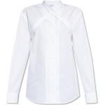 Reduzierte Weiße Gestreifte Langärmelige Off-White Stehkragen Stehkragenhemden mit Knopf aus Baumwolle für Damen Größe XS 
