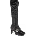 Reduzierte Schwarze Off-White High Heel Stiefeletten & High Heel Boots mit Schnalle aus Leder für Damen Größe 36 